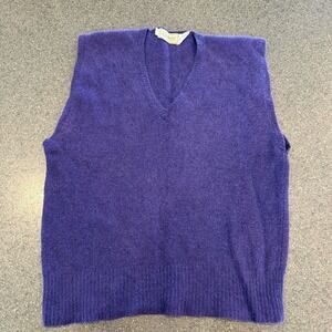 Vintage LL Bean Sweater Vest Mens 38 PurpleAngora Rabbit Lambs Wool Pullover 90s